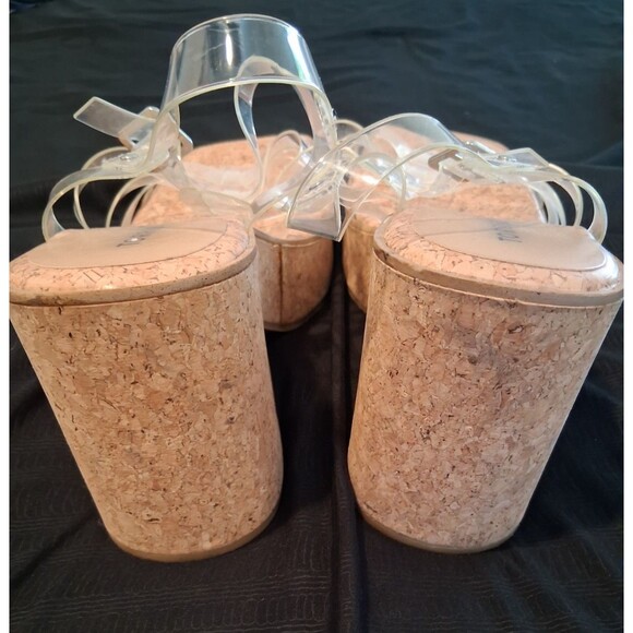 Torrid Lucite Cage Platform Wedge Heels S 11WW Clear Jelly Straps Court Sandal - Picture 7 of 10